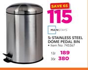 Mainstays 30Ltr Stainless Steel Dome Pedal Bin