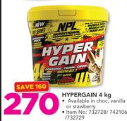 NPL Hypergain In Choc, Vanilla Or Strawberry-4Kg