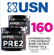 USN Hyperdrive Pre-2 Pre-Workout Berry Or Fruit Fusion-192g Each