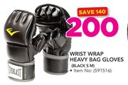 Everlast Wrist Heavy Bag Gloves BLACK S M
