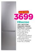 Hisense 359L Bottom Freezer Fridge Metallic H359BME