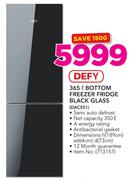 Defy 365L Bottom Freezer Fridge Black Glass DAC551