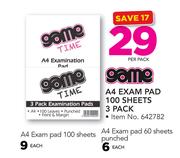 Game A4 Exam Pad 100 Sheets 3 Pack