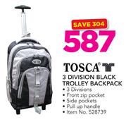 Tosca 3 Division Black Trolley Backpack