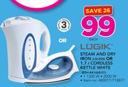 Logik Steam And Dry Iron LSI-005 Or 1.7Ltr Cordless Kettle White RSH-441668-01-Each