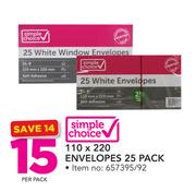 Simple Choice 110X220 Envelopes 25 Pack-Per Pack