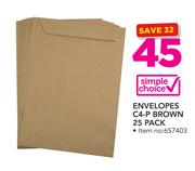 Simple Choice Envelopes C4-P Brown 25 Pack
