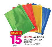 Kenzel A4 Book Bag Assorted BRIGHTS-Each