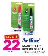 Artline Marker EK90 Red Or Black-Each