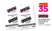Game A4 Exam Pad 100 Sheets 3 Pack-Each