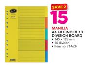 Manilla A4 File Index 10 Division Board