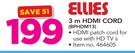 Ellies 3m HDMI Cord BPHOM13
