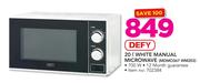 Defy 20Ltr White Manual Microwave MDMO367 WM203