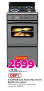 Defy 4 Burner Gas Hob and Stove DGS 168SGG