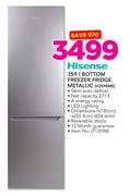 Hisense 359Ltr Bottom Freezer Fridge Metallic H359BME