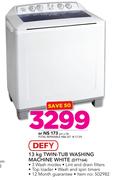 Defy 13Kg Twin-Tub Washing Machine White DTT164