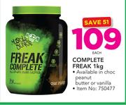 Muscle Junkie Complete Freak In Choc, Peanut Butter Or Vanilla-1Kg Each