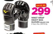 Everlast Wrist Wrap Heavy Bag Gloves Black S M-Each
