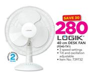 Logik 40cm Desk Fan FD40-TX1
