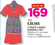 Ethnix 3 Piece Ladies Overall Set-Each