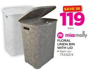 Miss Molly Floral Linen Bin With Lid-Each