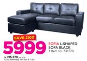 Sofia L-Shaped Sofa Black