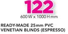 Decorland Ready Made 25MM PVC Venetian Blinds Espresso-600 W X 1000 H mm