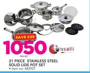 Tissolli 21 Piece Stainless Steel Solid Lids Pot Set-Per Set