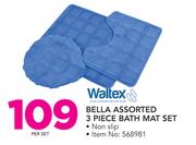 Waltex Bella Assorted 3 Piece Bath Mat Set-Per Set