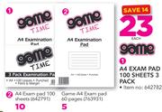 A4 Exam Pad 100 Sheets 3 Pack-Each