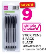 Simple Choice Stick Pens 5-Pack Black (GM61204K5C)