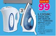 Logik Steam And Dry Iron Or 1.7Ltr Cordless Kettle LSI-005