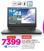 Lenovo 15.6” Intel Core i3 Notebook IDEAPAD 110