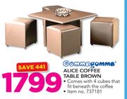 Gommagomma Alice Coffee Table Brown With 4 Cubes