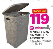 Missmolly Floral Linen Bin With Lid