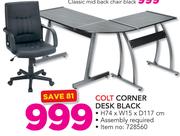 Colt Corner Desk Black (H74 x W15 x D117cm)