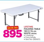 Lifetime Folding Table 183 x 76cm White 