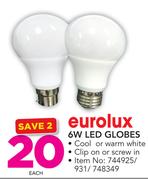 Eurolux 6W LED Globes-Each