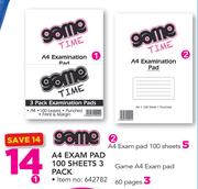 Game A4 Exam Pad 100 Sheets 3-Pack