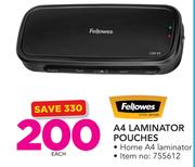 Fellowes A4 Laminator Pouches-Each