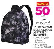 Playground 16Ltr Breaktime Multi-Colour Backpack-Each