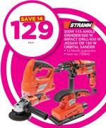 Stramm 500W 115 Angle Grinder/500W Impact Drill/450W Jigsaw Or 150W Orbital Sander-Each