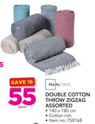Mainstays Double Cotton Throw Zigzag-Each