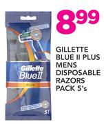 Gillette Blue II Plus Men's Disposable Razors Pack-5’s Pack