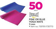 Everlast Pink Or Blue Yoga Mats 3mm-Each