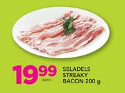 Seladels Streaky Bacon-200gm