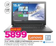 Lenovo 15.6” Intel i3 Notebook IDEAPAD 110