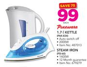 Pineware 1.7Ltr Kettle PAK-834 + Steam Iron PSI-60-Each