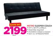 Metro Sleeper Couch In Black Or Brown(H77 x W179 x D90cm)-Each