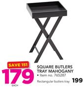 Square Butlers Tray Mahogany-Each